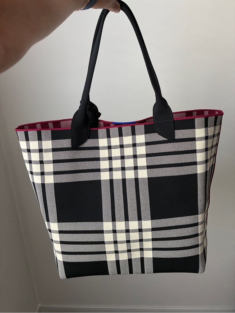 Rothy’s BlackBerry Reversible Plaid Lightweight Tote